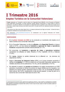 I Trimestre 2016 - Agencia Valenciana de Turismo
