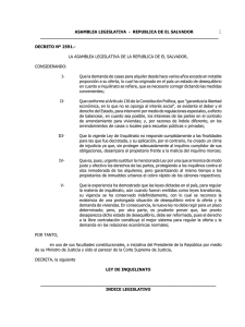 Ley de Inquilinato - Asamblea Legislativa