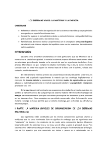 LOS SISTEMAS VIVOS: LA MATERIA Y LA ENERGÍA OBJETIVOS