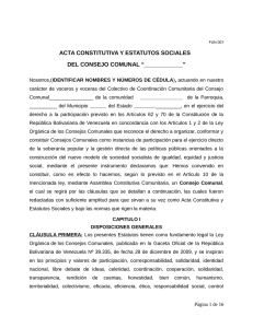 acta constitutiva y estatutos sociales del consejo comunal