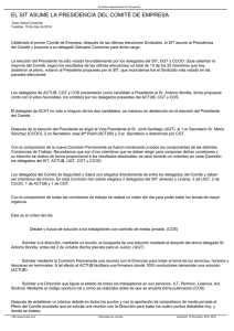 EL SIT ASUME LA PRESIDENCIA DEL COMITÉ DE EMPRESA