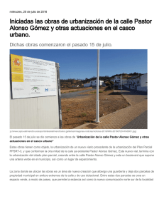 Iniciadas las obras de urbanización de la calle Pastor Alonso