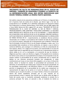 incidente de falta de personalidad en el juicio de amparo. también