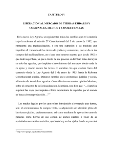 CAPITULO IV LIBERACIÓN AL MERCADO DE TIERRAS EJIDALES