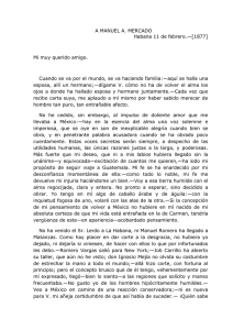 A MANUEL A. MERCADO Habana 11 de febrero.—[1877] Mi muy