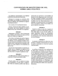 CONVENCION DE MONTEVIDEO DE 1933, SOBRE ASILO POLITICO
