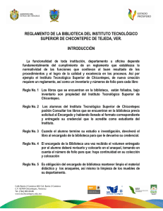 reglamento de la biblioteca - Tecnológico Superior de Chicontepec