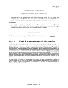Anexo 6 Modelo de propuesta de enmienda a los Apéndices
