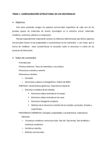 TEMA 1. CONFIGURACIÓN ESTRUCTURAL DE LOS MATERIALES