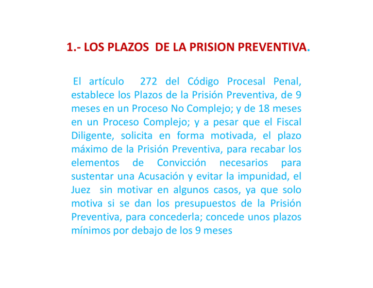 Los Plazos De La Prision Preventiva