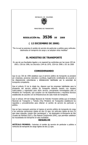 RESOLUCION No - Ministerio de Transporte