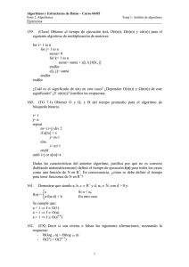 Ejercicios 159. (Clase) Obtener el tiempo de ejecución t(n), O(t(n
