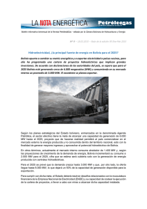 Hidroelectricidad, ¿la principal fuente de energía en Bolivia para el