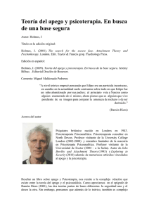 Teoría del apego y psicoterapia. En busca de una base segura