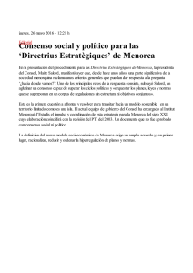 Consenso social y político para las `Directrius Estratègiques` de