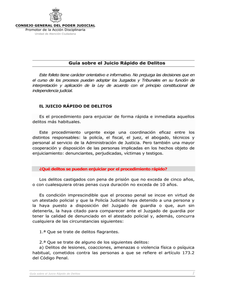 Gu A Sobre El Juicio R Pido De Delitos