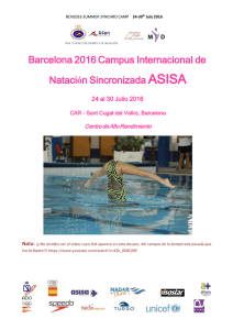 Barcelona 2016 Campus Internacional de Natación Sincronizada