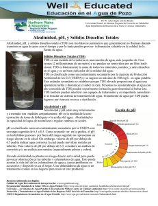 Alcalinidad, pH, y Sólidos Disueltos Totales