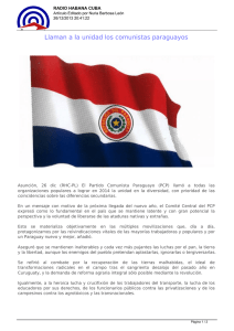 Llaman a la unidad los comunistas paraguayos