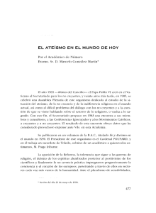 EL ATEíSMO EN EL MUNDO DE HOY - Real Academia de Ciencias