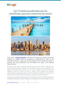 Los 15 destinos preferidos por los colombianos para las vacaciones