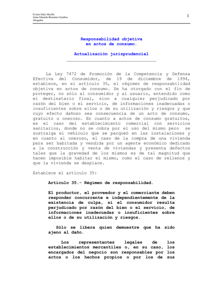 Responsabilidad Objetiva En Actos De Consumo