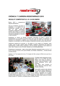 CRÓNICA 1ª CARRERA RESISTARRACO 2010