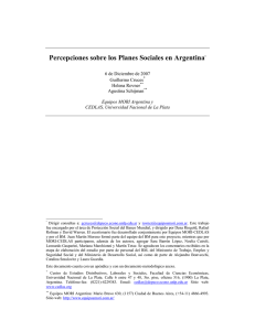 Percepciones sobre los Planes Sociales en Argentina°