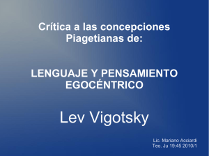 Lev Vigotsky - Psicología y Epistemología Genética