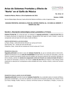 Aviso de Sistemas Frontales y Efecto de "Norte" en el Golfo de México