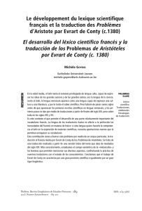 Le développement du lexique scientifique français et la traduction