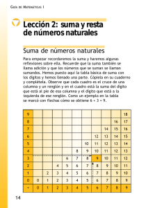 Lección 2: suma y resta de números naturales