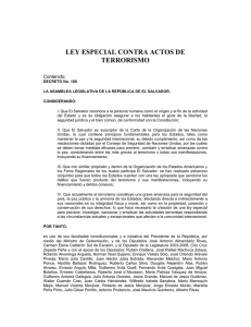 LEY ESPECIAL CONTRA ACTOS DE TERRORISMO