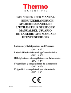 GPS Series Lab Freezers and Lab Refrigerators User Manual [EN