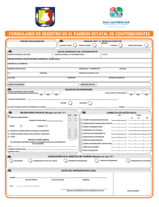 formulario de registro en el padrón estatal de contribuyentes