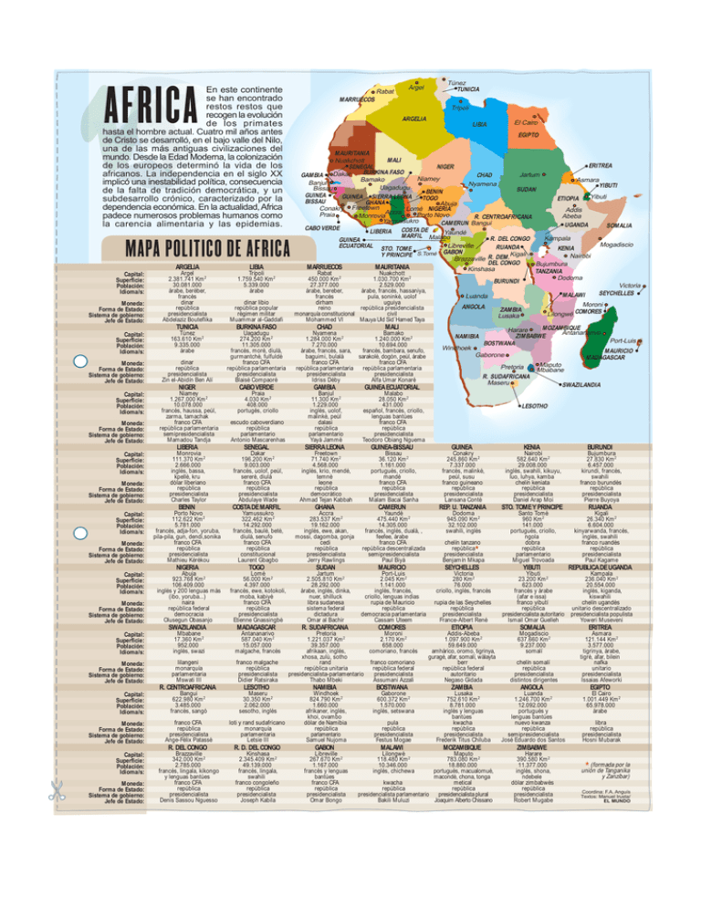 Frica Mapa Politico Espa Ol Para Inmigrantes Y Refugiados