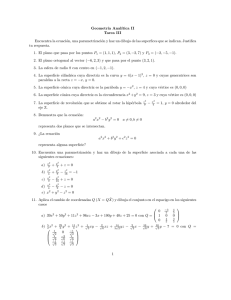 Geometrıa Analıtica II Tarea III Encuentra la ecuación, una