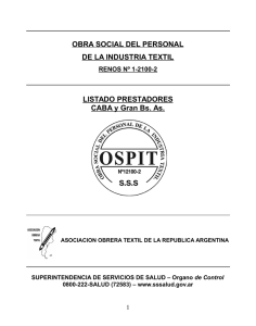 Capital Federal y Gba. - Obra Social del Personal de la Industria Textil