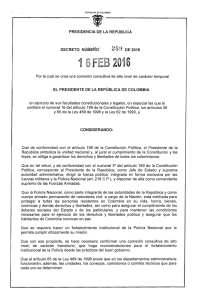 decreto 259 del 16 de febrero de 2016