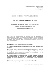 LEY DE OPCIONES Y NATURALIZACIONES Ley n. º 1155 del 29