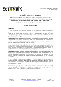 INVITACIÓN PÚBLICA No. FPT – 021 DE 2012 “Contratar la