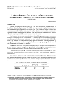 12 años de reforma educacional en chile. algunas consideraciones