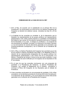 COMUNICADO DE LA CASA DE S.M. EL REY 1. S.M. el Rey, de