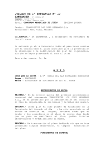 Auto aprueba plan de liquidación 31-09