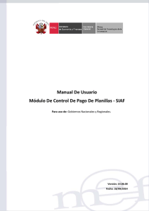 Manual De Usuario Módulo De Control De Pago De Planillas