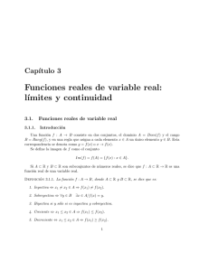 Funciones reales de variable real: l´ımites y continuidad