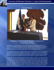 Honduras y China (Taiwán) suscriben Convenio de Cooperación