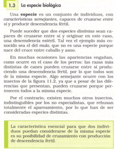 1.3 Laespecie biológica Una especie es un conjunto de individuos