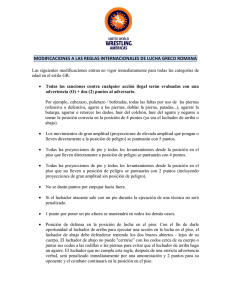 Modificaciones a las reglas de Lucha Grecorromana (28 Abril 2015)