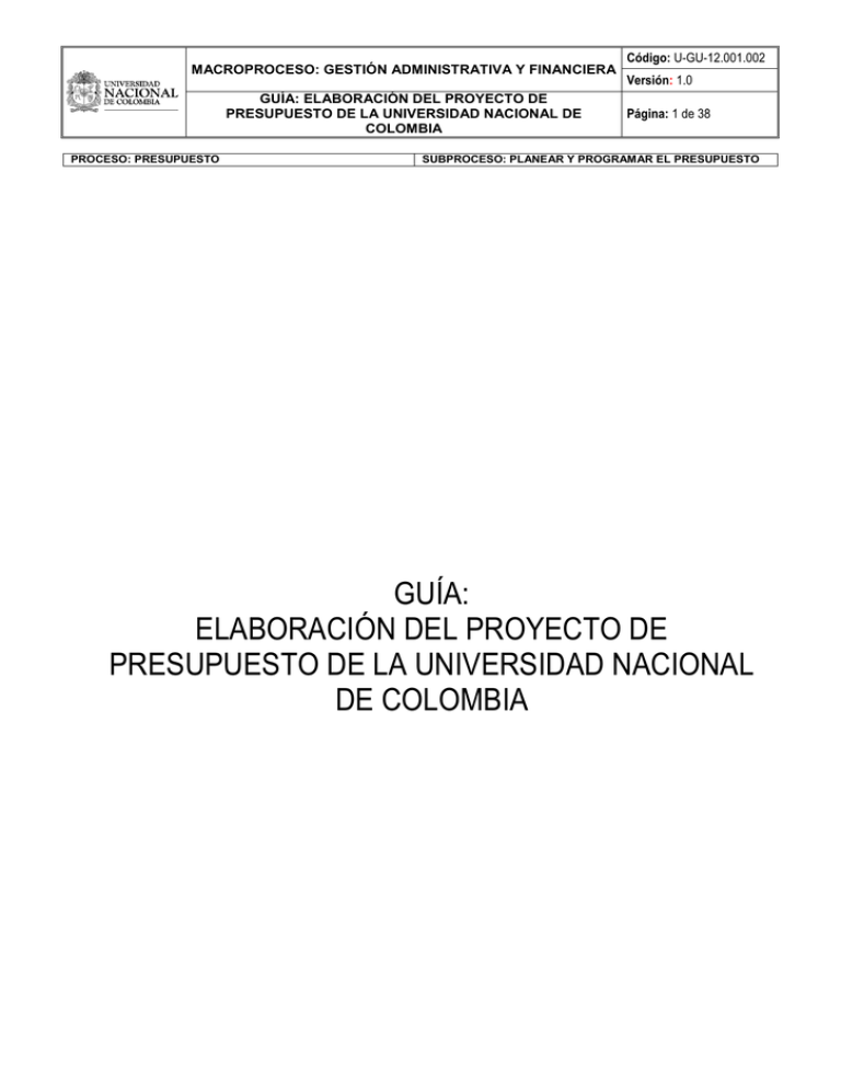 Elaboración del proyecto de presupuesto